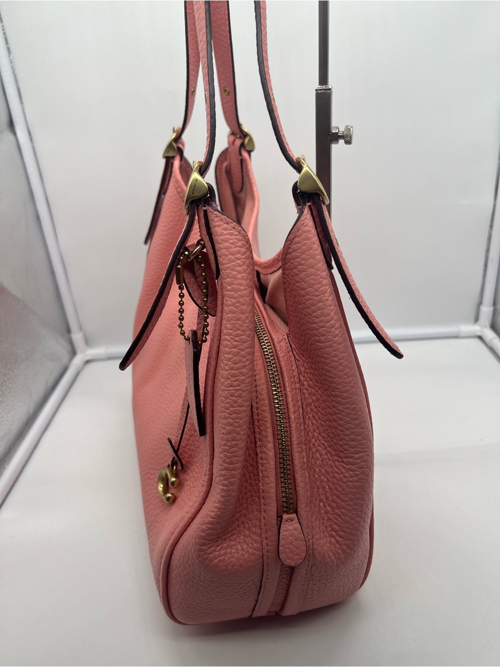 COACH C4824 Lori Candy Pink Rose Soft Pebbled Leather Shoulder Bag Hobo Tote - Picture 6 of 17